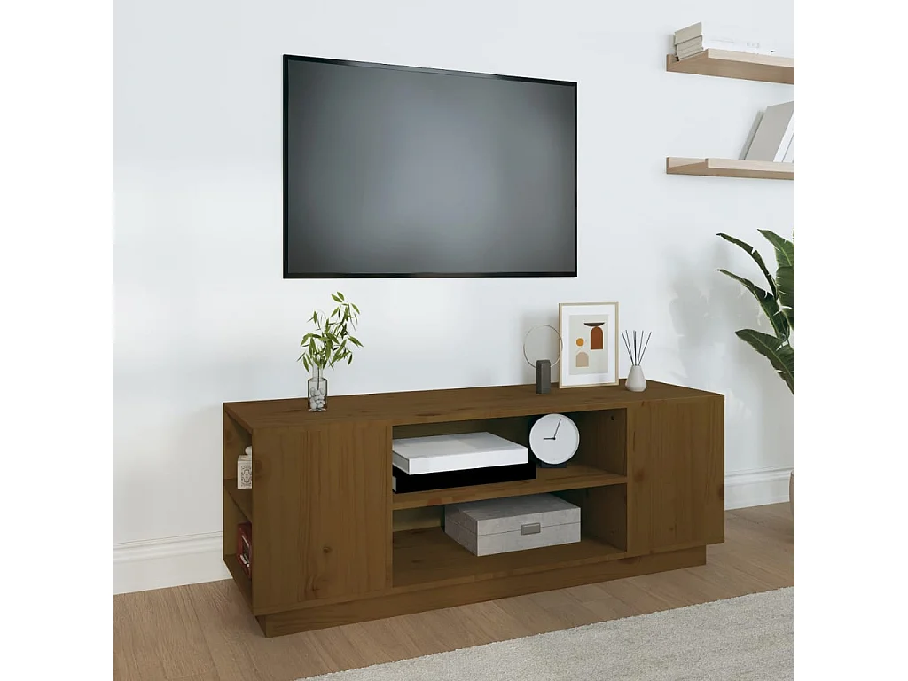 Hylindra  Meuble TV Marron miel 110x35x40,5 cm Bois de pin massif