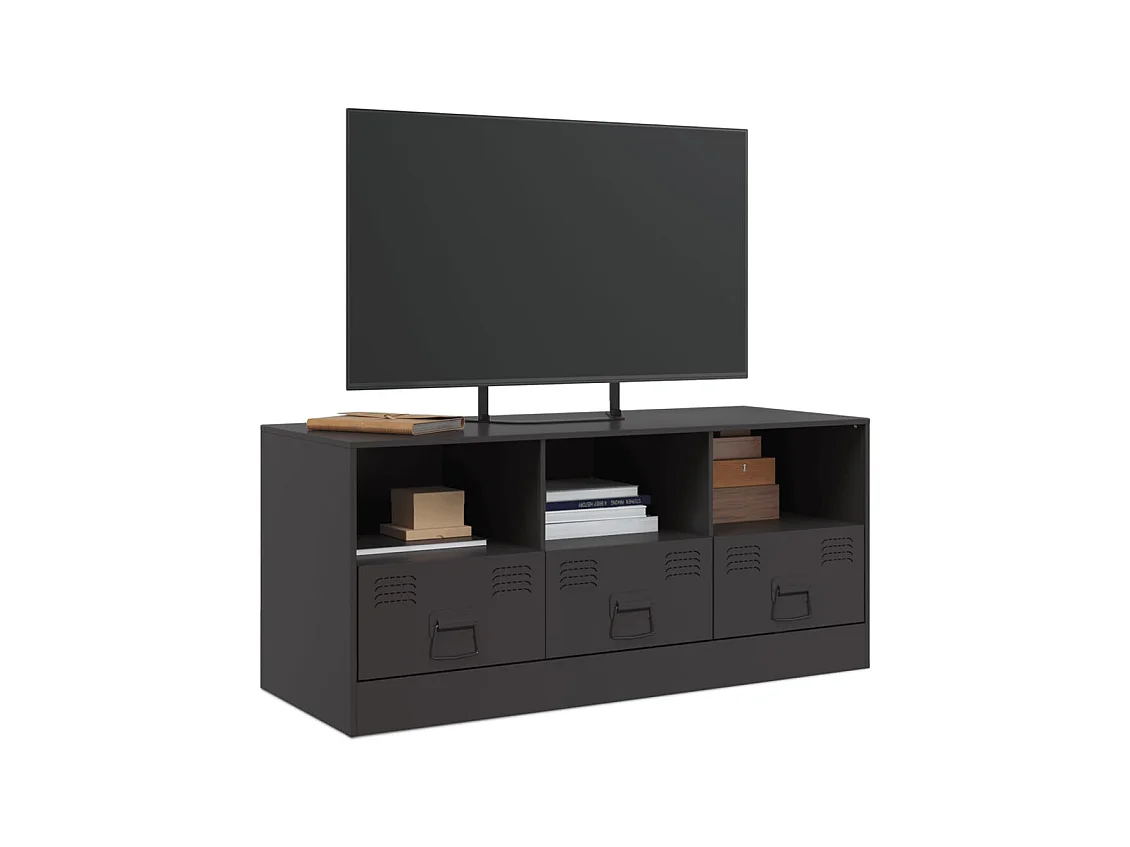 Dafina  Mueble para TV de acero negro 99x39x44 cm
