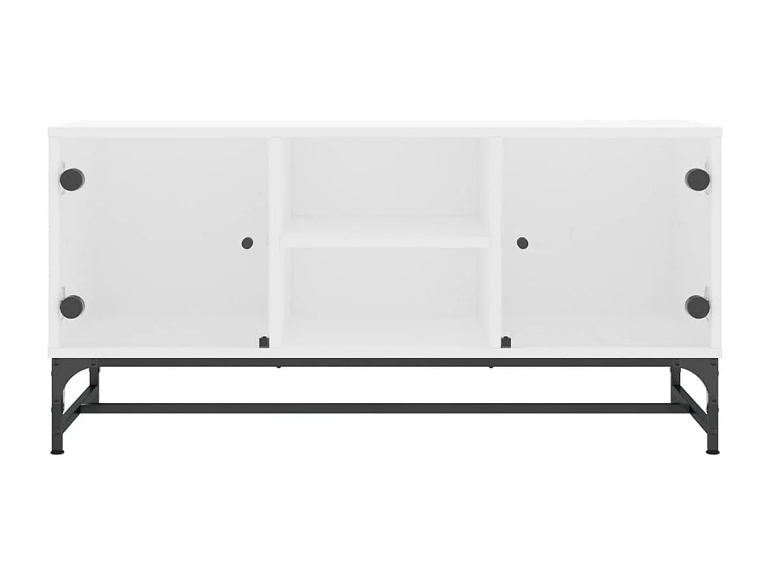 Nurmes  Meuble TV avec portes en verre blanc 102x37x50 cm