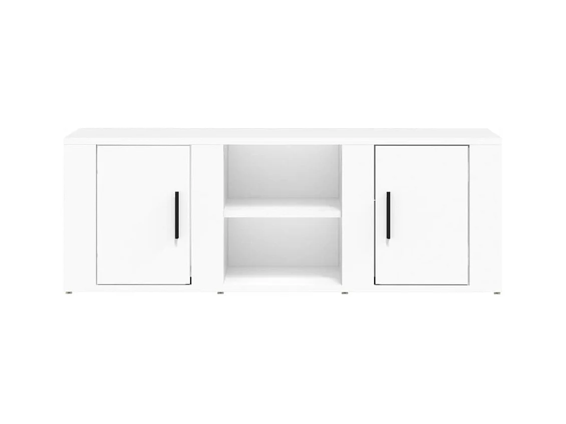 Hidran  Meuble TV Blanc 100x31,5x35 cm Bois d'ingénierie