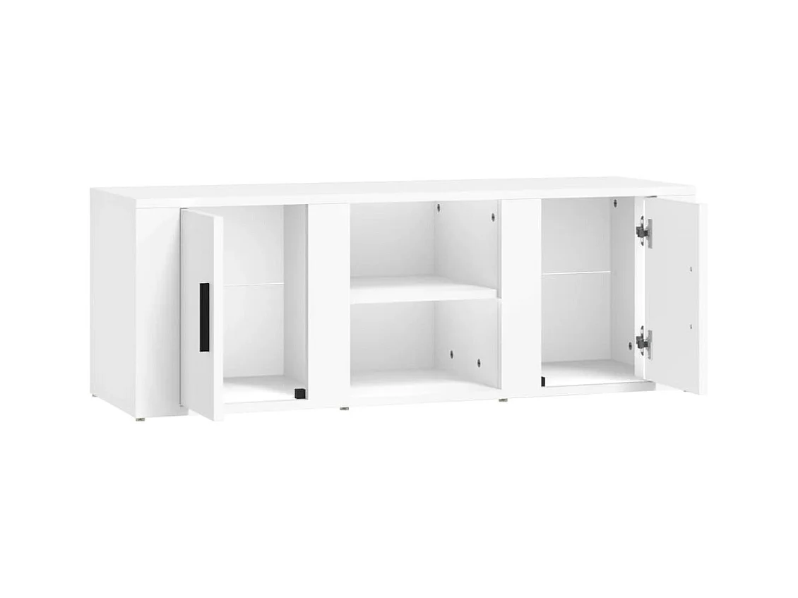Hidran  Meuble TV Blanc 100x31,5x35 cm Bois d'ingénierie