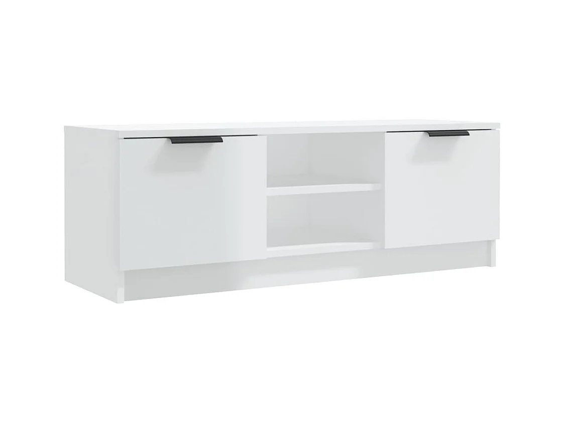 Kaelyn  Meuble TV Blanc brillant 102x35x36,5 cm Bois d'ingénierie
