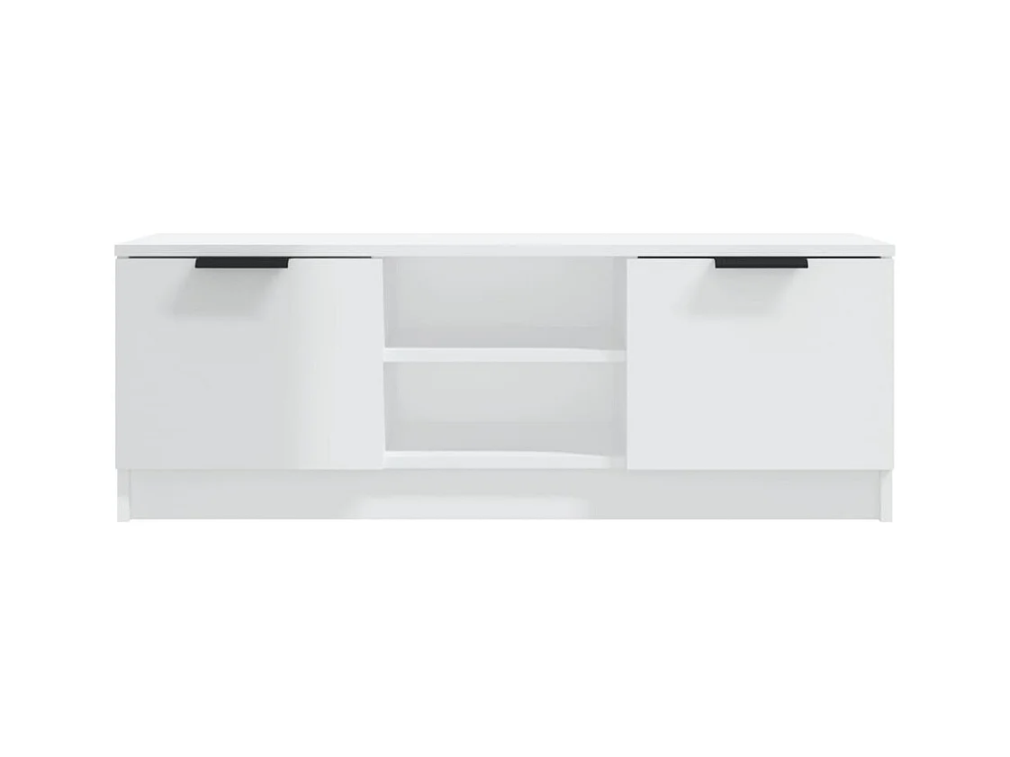 Kaelyn  Meuble TV Blanc brillant 102x35x36,5 cm Bois d'ingénierie