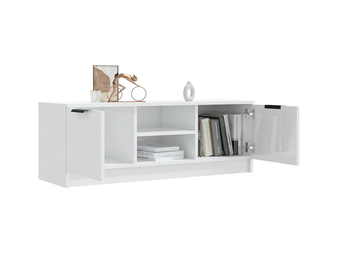 Kaelyn  Meuble TV Blanc brillant 102x35x36,5 cm Bois d'ingénierie