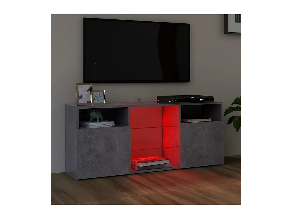 Webster City  Mueble de TV con luces LED gris hormigón 120x30x50 cm