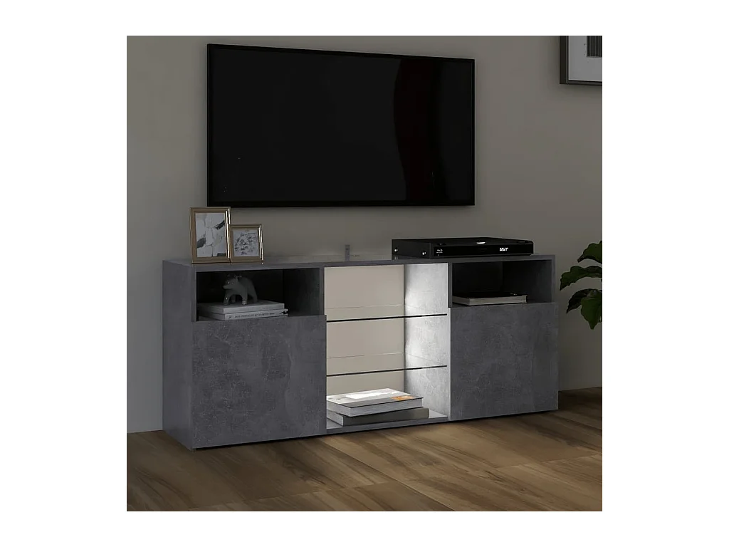 Webster City  Mueble de TV con luces LED gris hormigón 120x30x50 cm