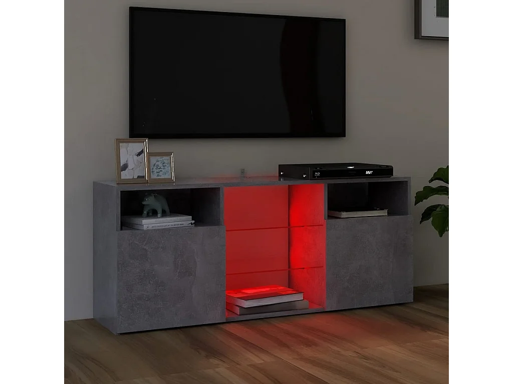 Webster City  Meuble TV avec lumières LED gris béton 120x30x50 cm