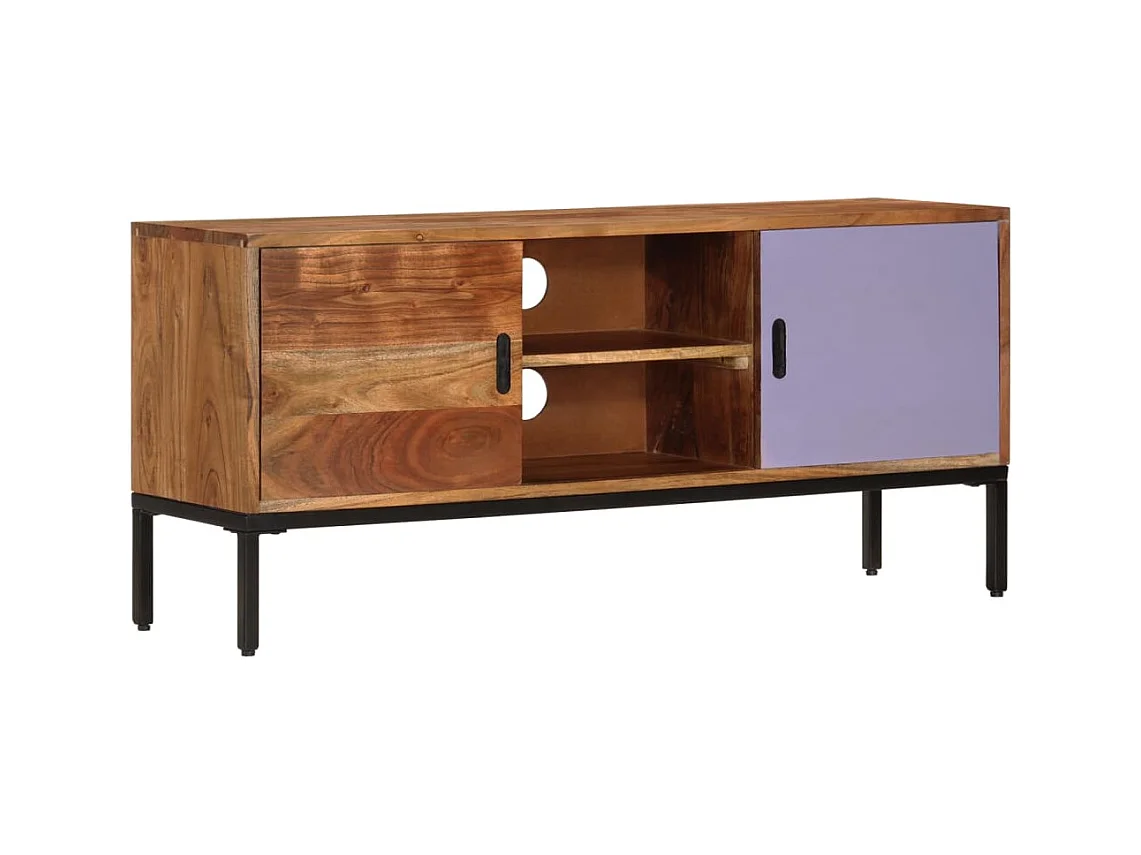 Garden Furniture -  Meuble TV Marron miel et gris 110x30x50 cm Bois massif d'acacia