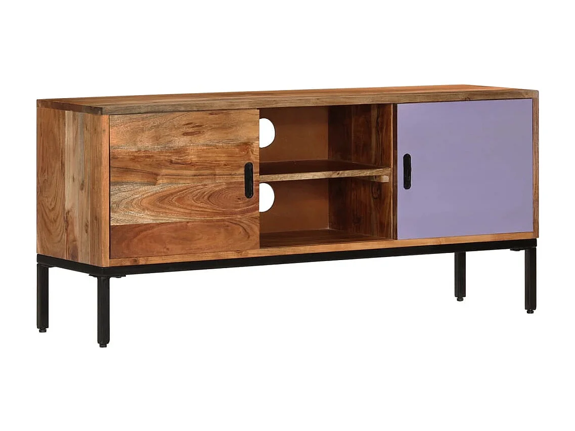 Garden Furniture -  Meuble TV Marron miel et gris 110x30x50 cm Bois massif d'acacia