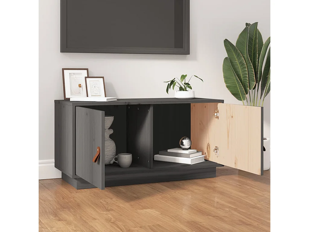 Maarianhamina  Meuble TV Gris 80x34x40 cm Bois de pin massif