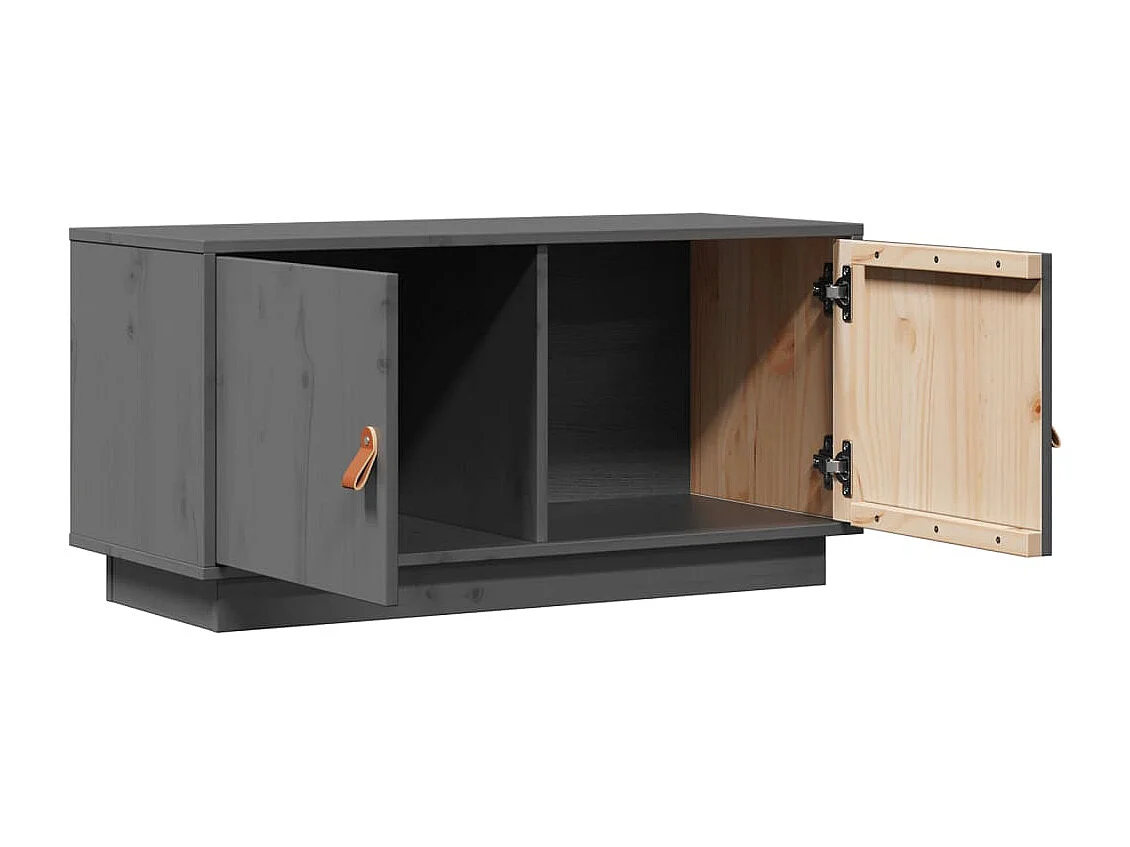 Maarianhamina  Mueble de TV de madera maciza de pino gris 80x34x40 cm