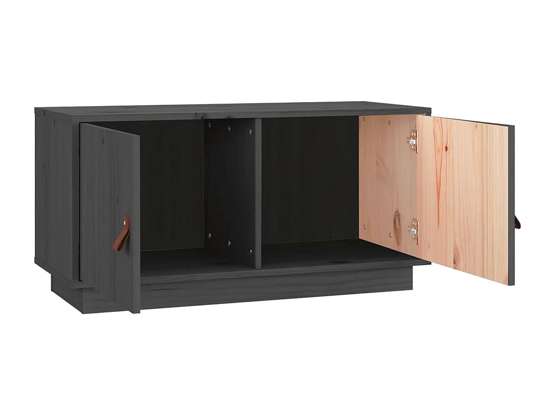 Maarianhamina  Mueble de TV de madera maciza de pino gris 80x34x40 cm