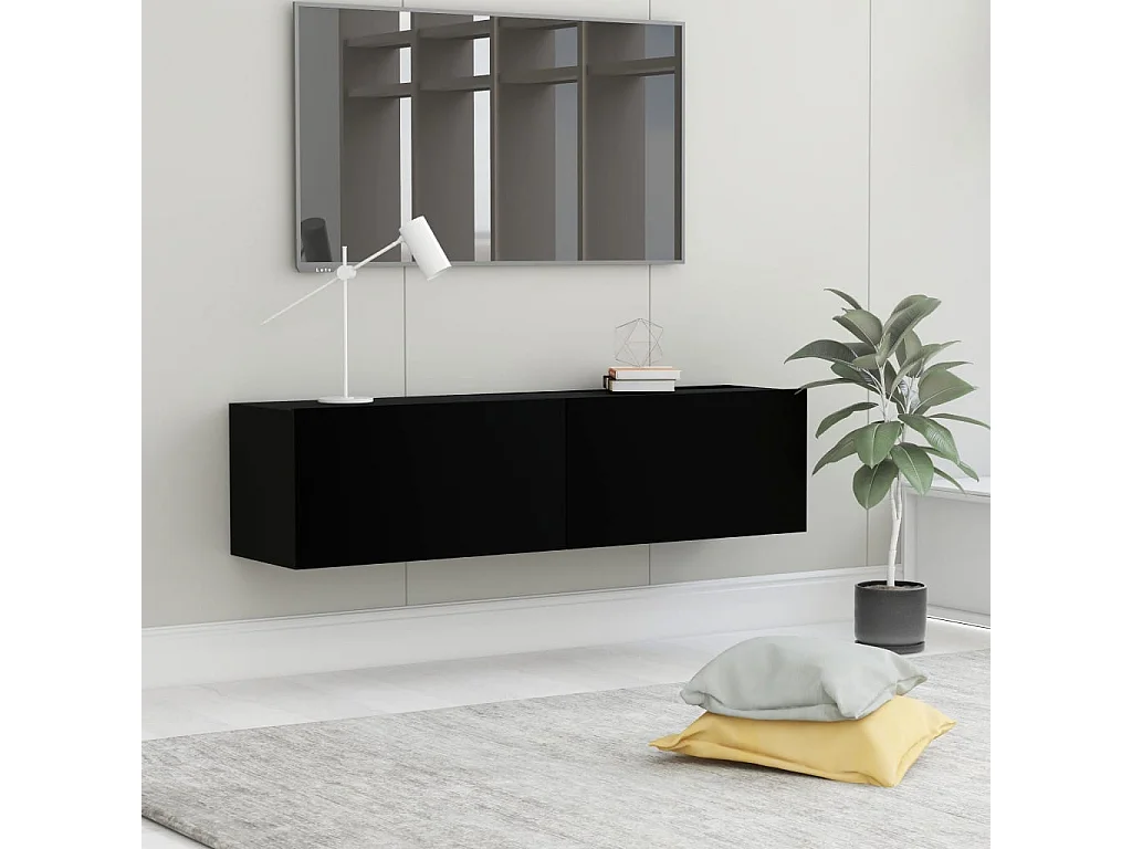 Mitchel  Meuble TV Noir 120x30x30 cm Bois d’ingénierie