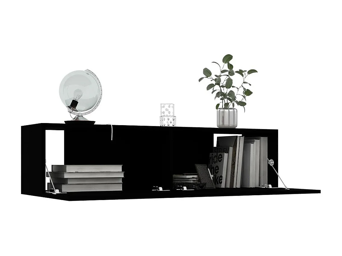Mitchel  Meuble TV Noir 120x30x30 cm Bois d’ingénierie