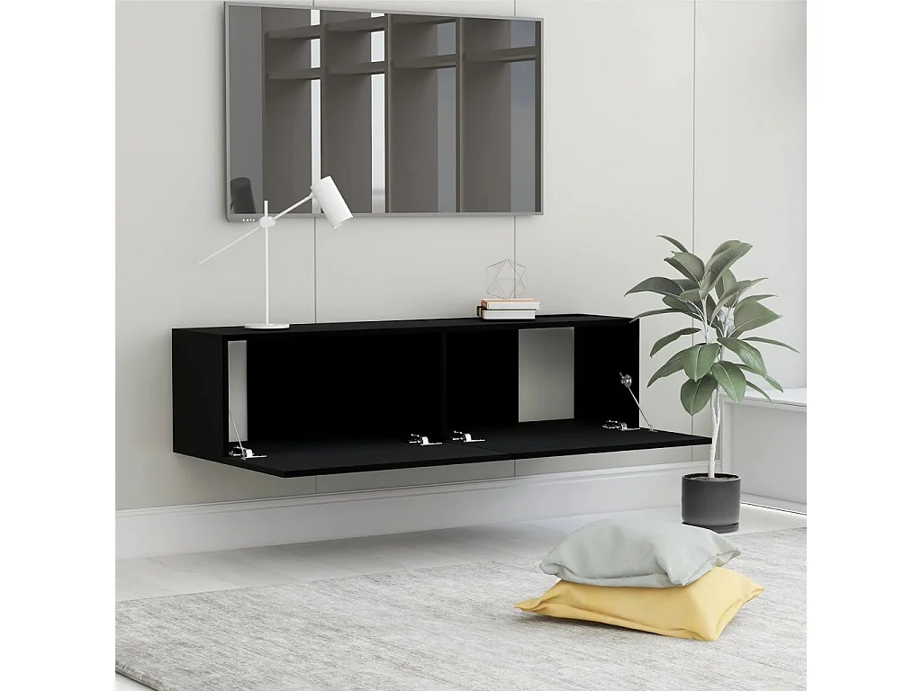 Mitchel  Meuble TV Noir 120x30x30 cm Bois d’ingénierie
