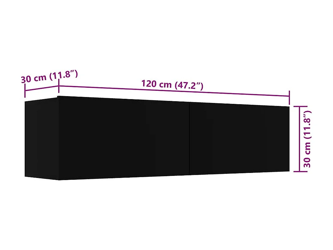 Mitchel  Meuble TV Noir 120x30x30 cm Bois d’ingénierie