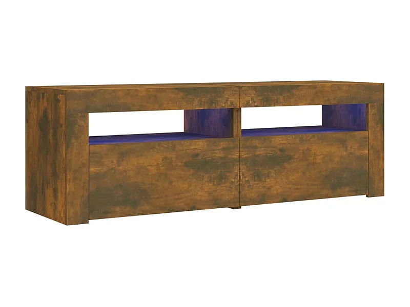 Denril  Meuble TV avec lumières LED Chêne fumé 120x35x40 cm