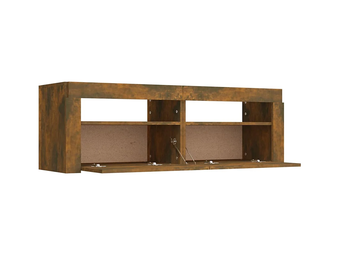 Denril  Meuble TV avec lumières LED Chêne fumé 120x35x40 cm