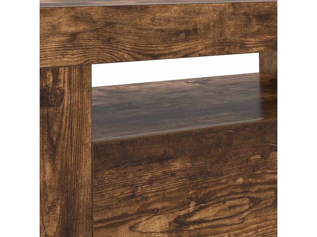Denril  Meuble TV avec lumières LED Chêne fumé 120x35x40 cm