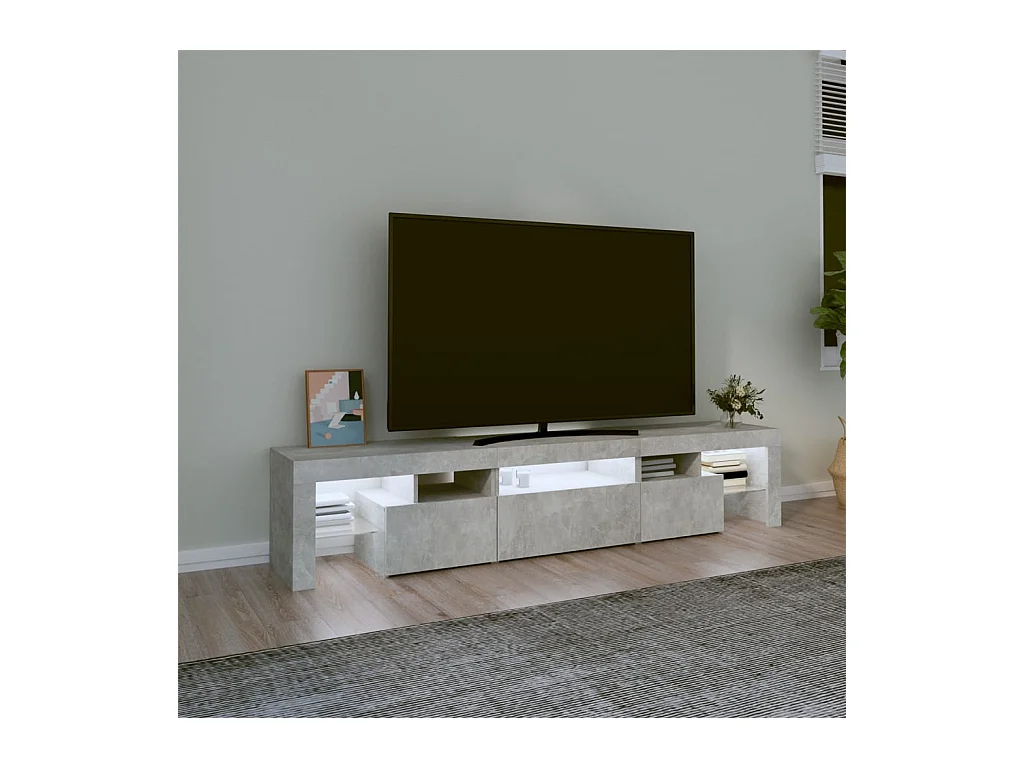 Tahlequah  Meuble TV avec lumières LED Gris béton 200x36,5x40 cm