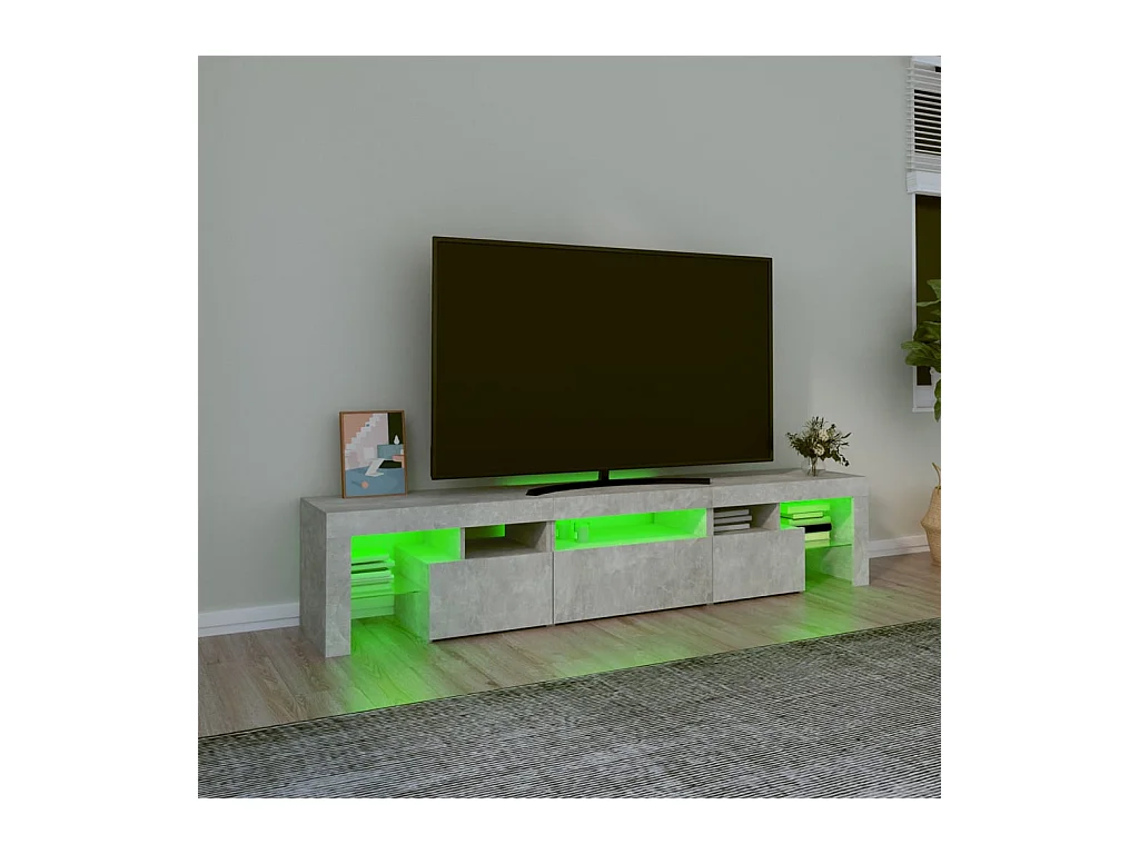 Tahlequah  Meuble TV avec lumières LED Gris béton 200x36,5x40 cm