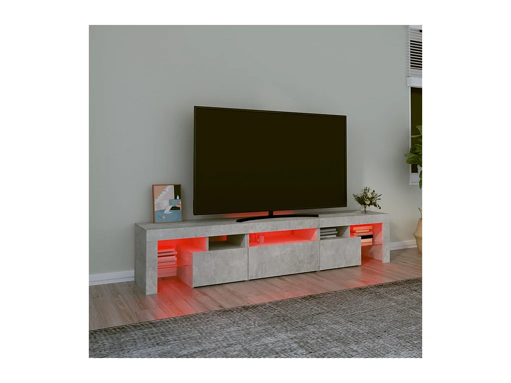 Tahlequah  Meuble TV avec lumières LED Gris béton 200x36,5x40 cm