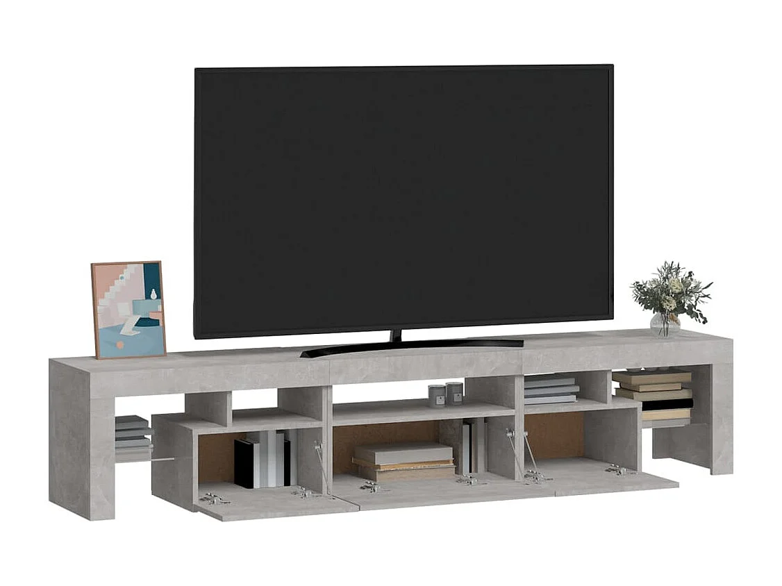 Tahlequah  Meuble TV avec lumières LED Gris béton 200x36,5x40 cm