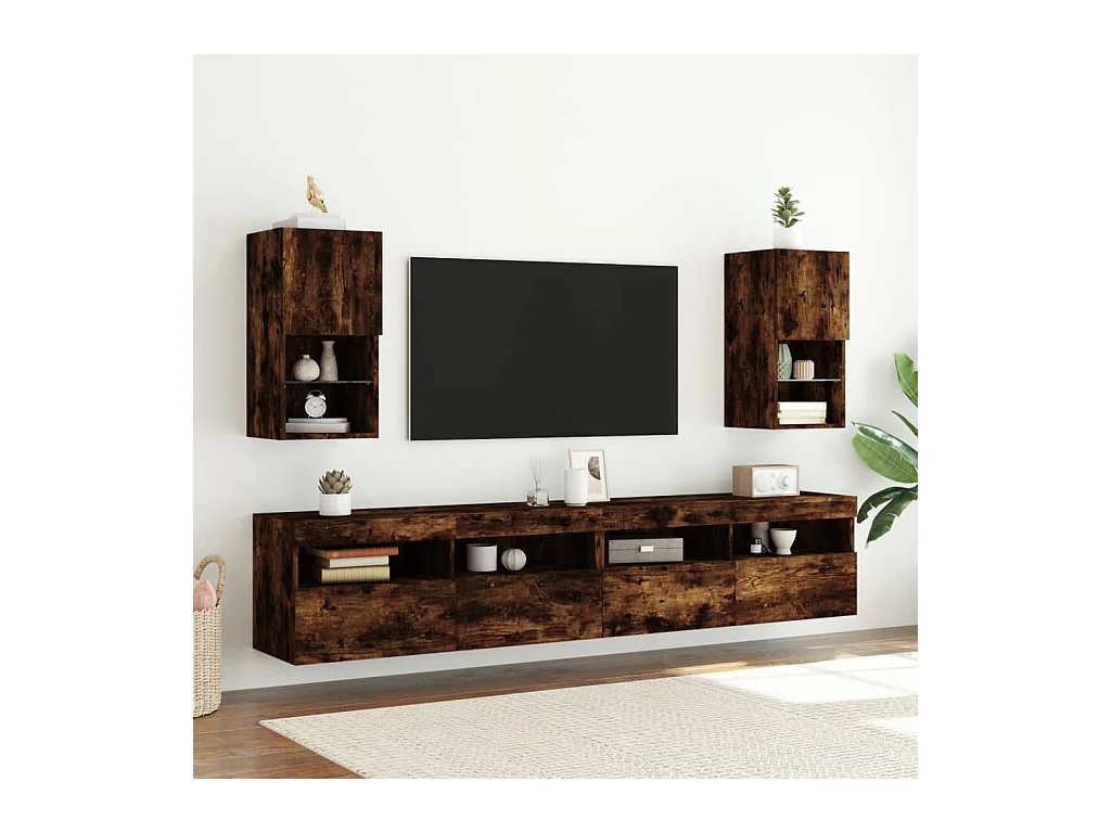 Almar  Meubles TV avec lumières LED 2 pcs chêne fumé 30,5x30x60 cm