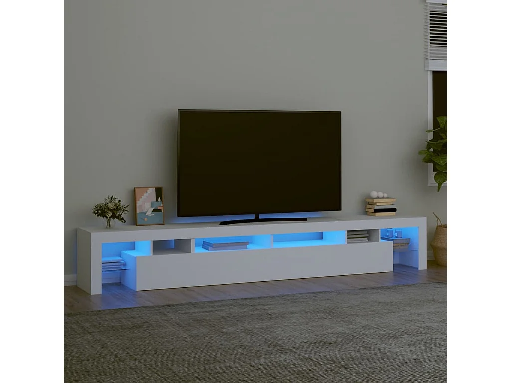 Tahlequah  Meuble TV avec lumières LED Blanc 260x36,5x40 cm