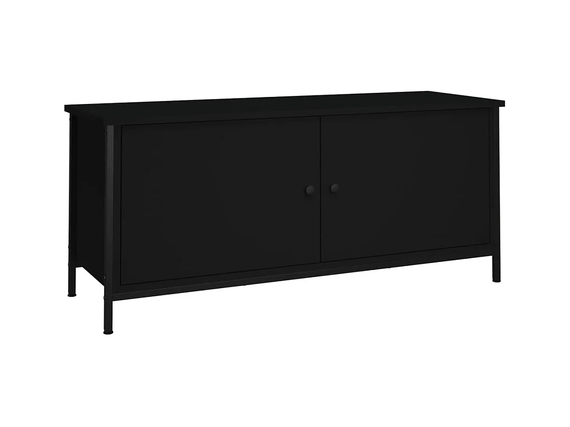 Ballyknockan  Mueble TV con puertas madera contrachapada negro 102x35x45 cm