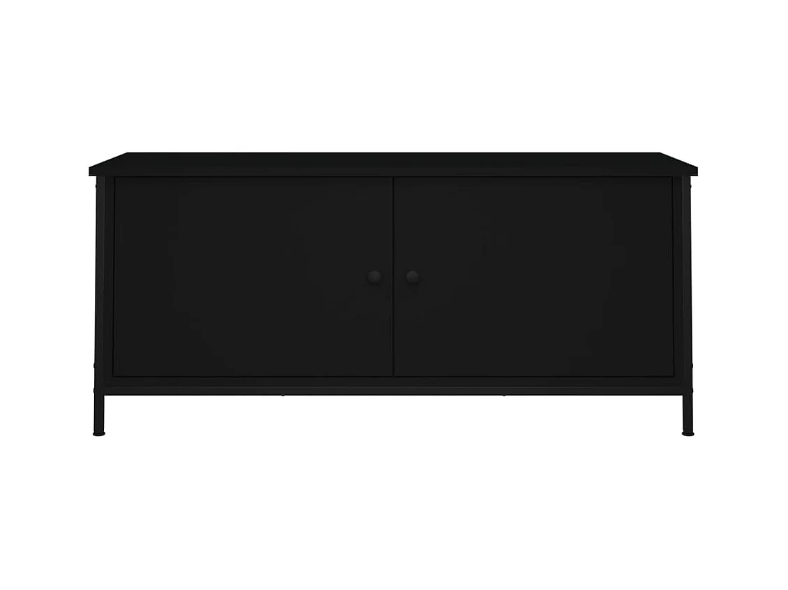 Ballyknockan  Mueble TV con puertas madera contrachapada negro 102x35x45 cm