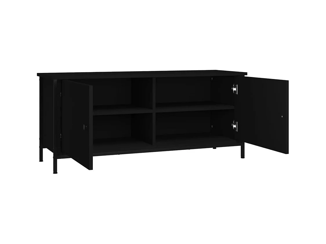 Ballyknockan  Mueble TV con puertas madera contrachapada negro 102x35x45 cm