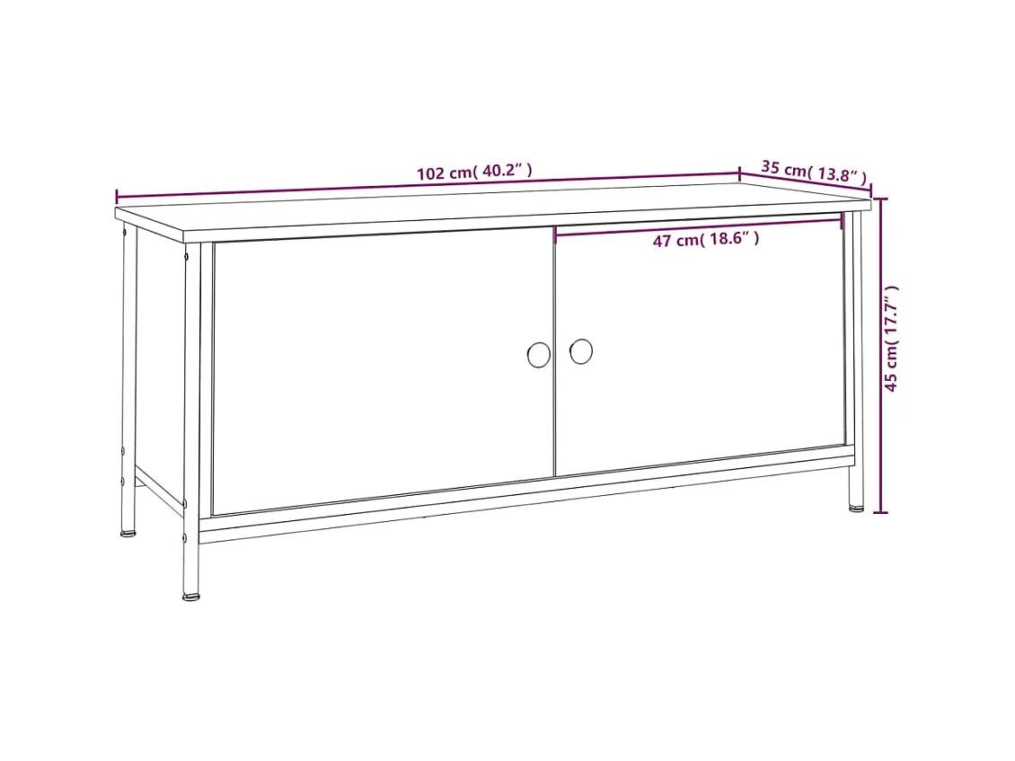 Ballyknockan  Mueble TV con puertas madera contrachapada negro 102x35x45 cm