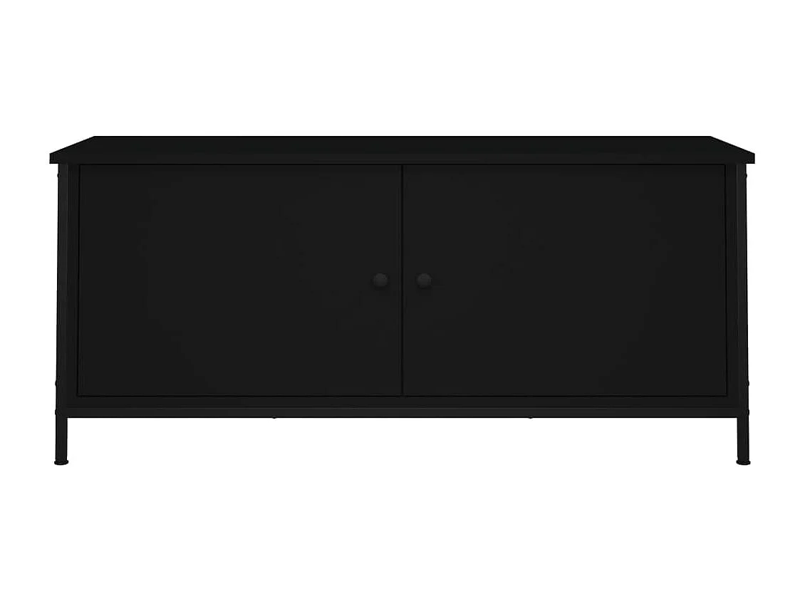 Ballyknockan  Mueble TV con puertas madera contrachapada negro 102x35x45 cm