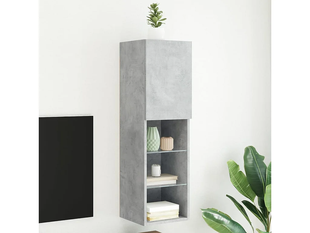 Almar  Meuble TV avec lumières LED gris béton 30,5x30x102 cm