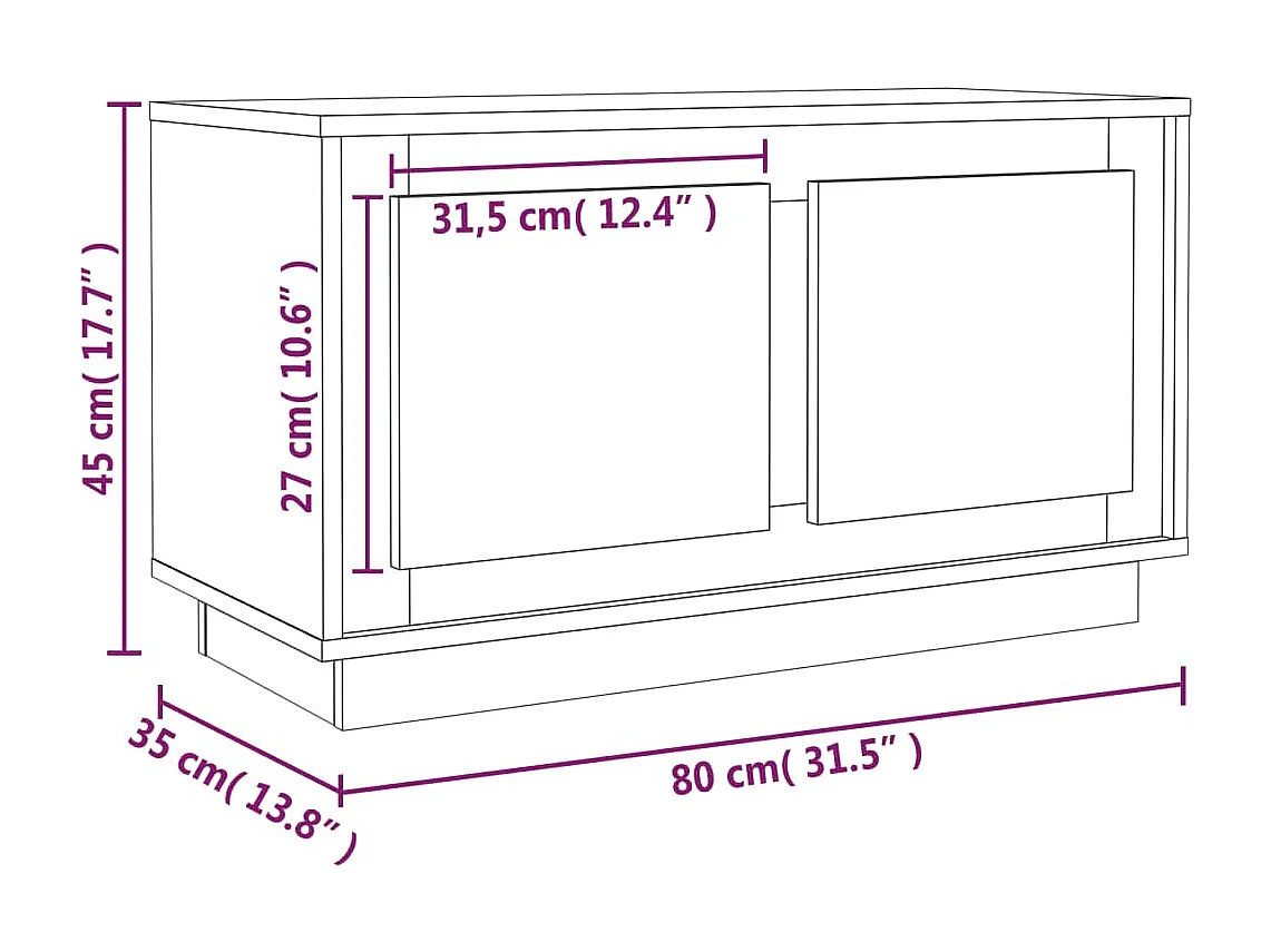 Elendra  Tv-meubel 80x35x45 cm bewerkt hout wit