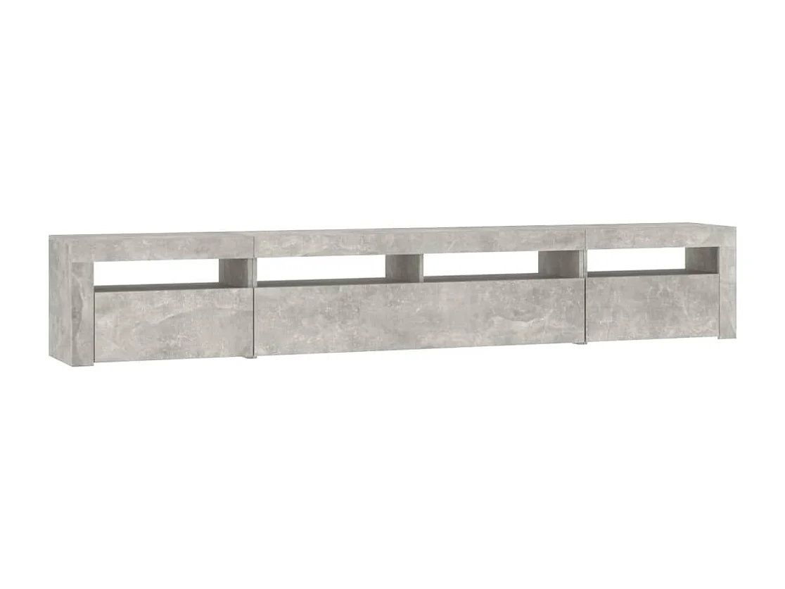 Vleteren  Meuble TV avec lumières LED Gris béton 240x35x40 cm
