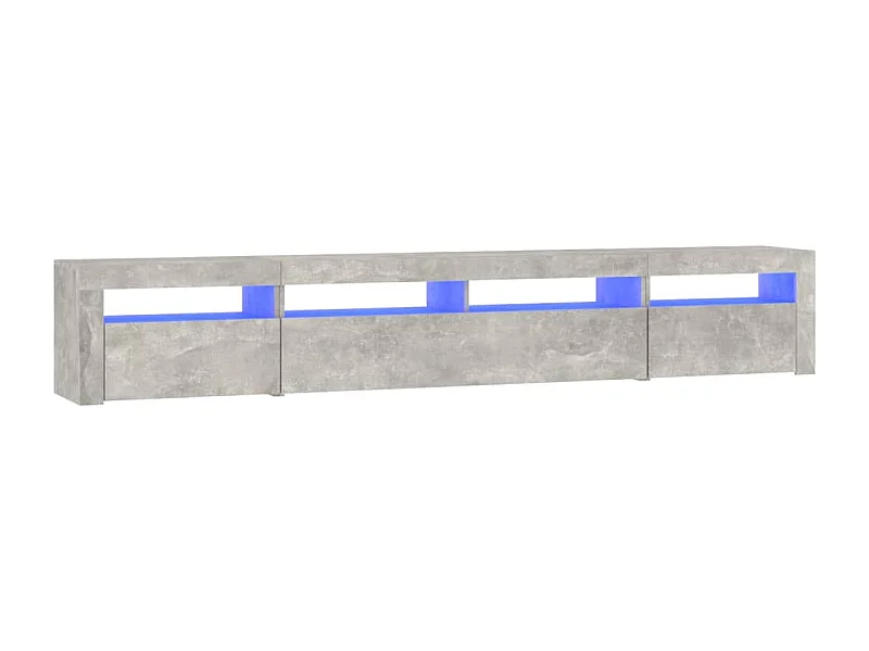 Vleteren  Meuble TV avec lumières LED Gris béton 240x35x40 cm