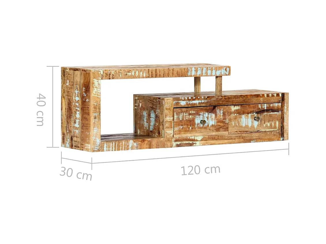 Veldor  Meuble TV 120x30x40 cm Bois de récupération massif