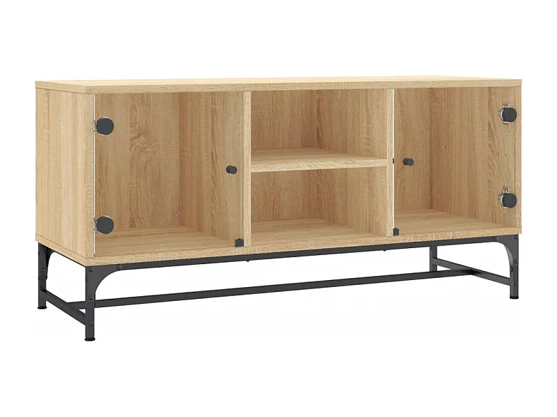 Nurmes  Meuble TV avec portes en verre chêne sonoma 102x37x50 cm