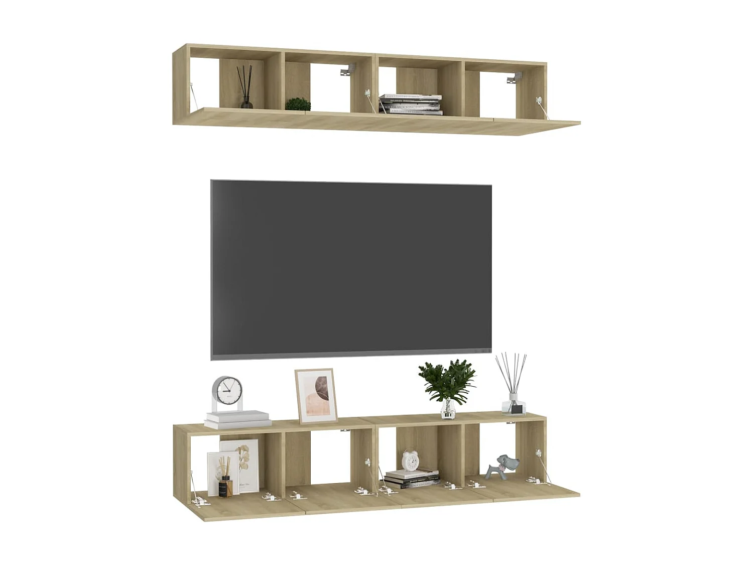 Sultan  Tv-meubelen 4 st 80x30x30 cm bewerkt hout sonoma eikenkleurig