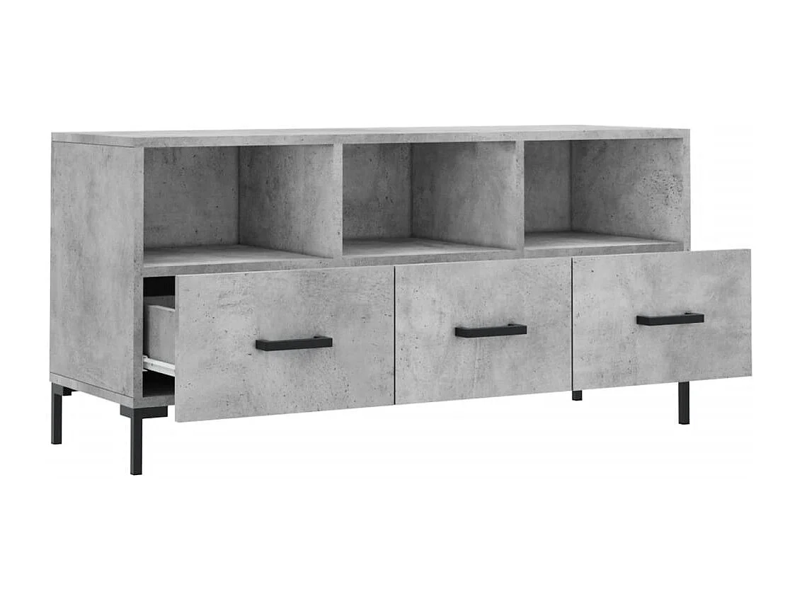 Évreux  Meuble TV gris béton 102x36x50 cm bois d'ingénierie
