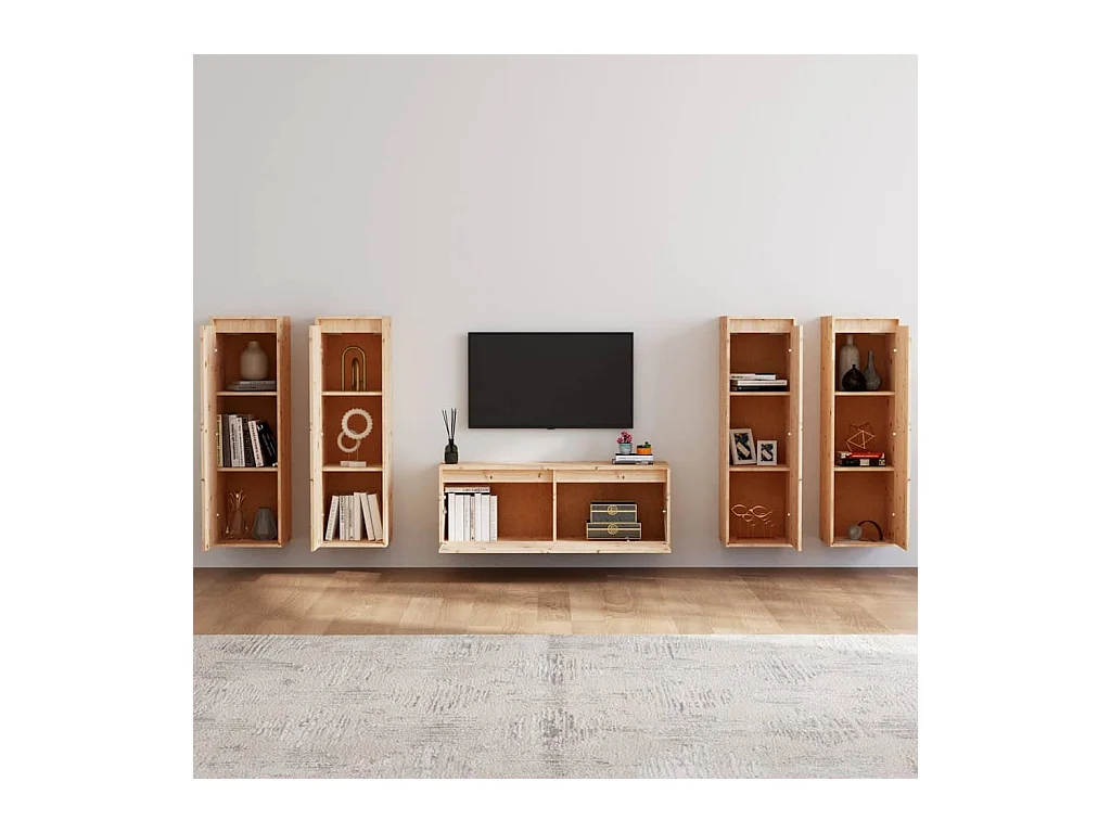 Pryll  Meubles TV 5 pcs Bois massif de pin