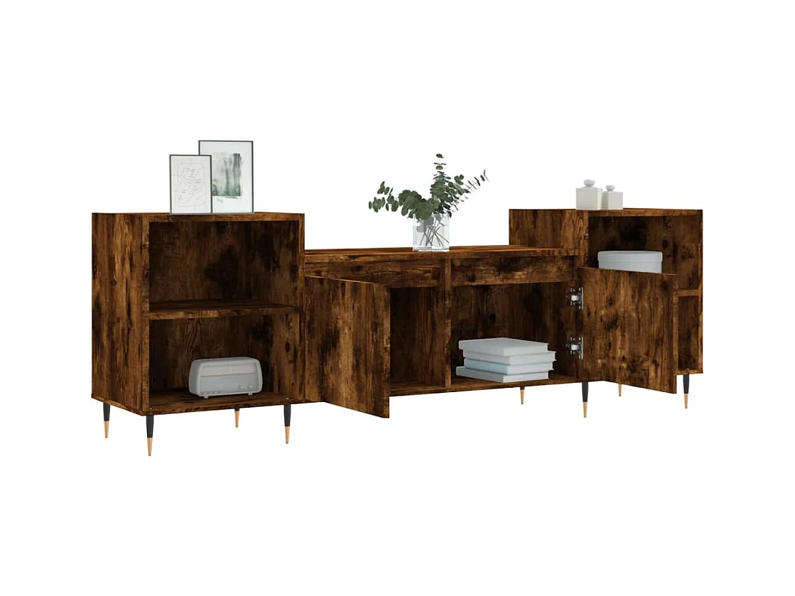 Malik Blake  Meuble TV Chêne fumé 160x35x55 cm Bois d'ingénierie