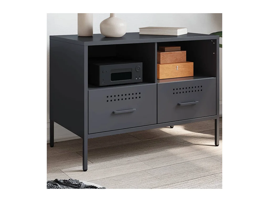 Dundrum  Meuble TV anthracite 68x39x50,5 cm acier