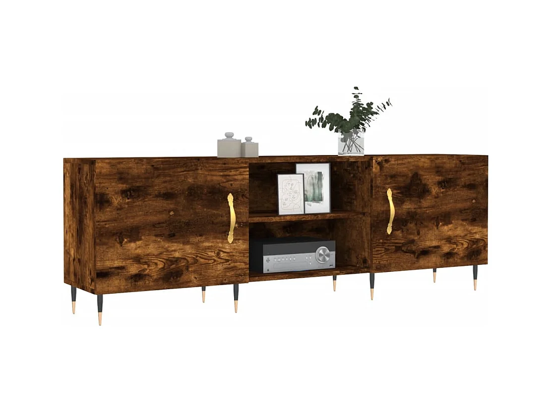 Fouzia  Meuble TV chêne fumé 150x30x50 cm bois d'ingénierie