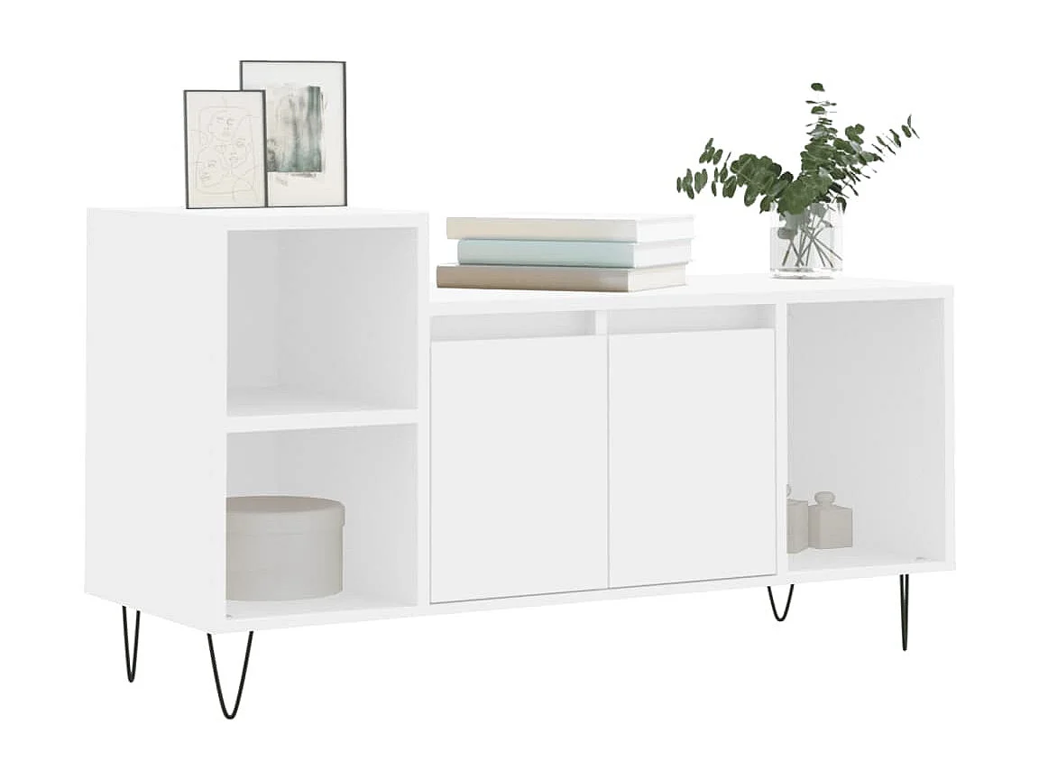 Erinor  Meuble TV Blanc 100x35x55 cm Bois d'ingénierie