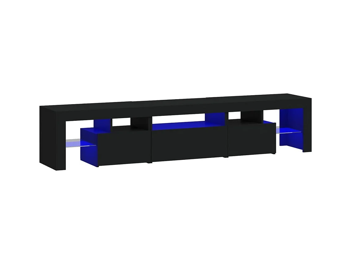 Tahlequah  Meuble TV avec lumières LED Noir 200x36,5x40 cm