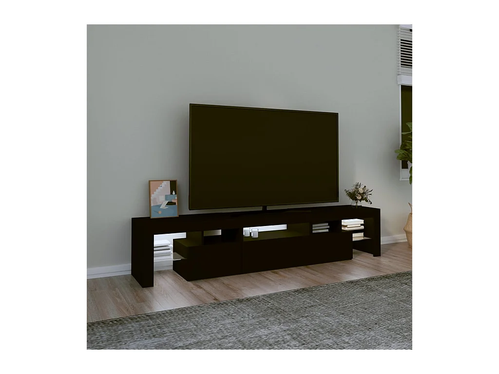 Tahlequah  Meuble TV avec lumières LED Noir 200x36,5x40 cm