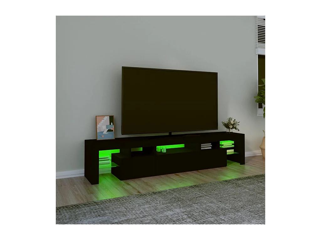 Tahlequah  Meuble TV avec lumières LED Noir 200x36,5x40 cm